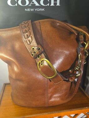 Coach Leather Bucket Bag in Rich Brown